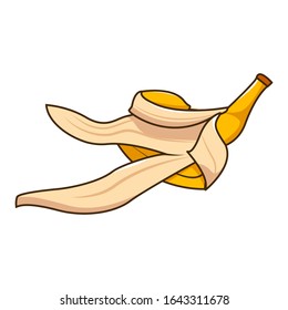 Vector illustration of banana skins. organic banana trash. Isolated white backgroun