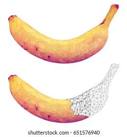 Vector illustration of a banana. Triangulated illustration of a banana