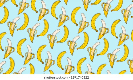 Vector Illustration of Bananas Pattern Sketch Style