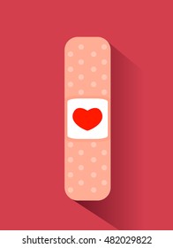 Vector Illustration Of Band Aid With Heart Design