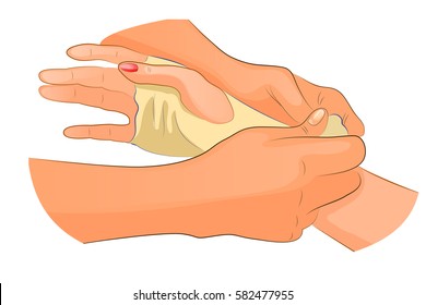vector illustration of a bandage in case of injury of wrist join