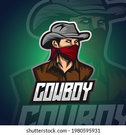 Vector Illustration bandit logo mascot with red mask for teammate, suitable for your team logo in the field of esports, and it could also be for T-shirts, labels, services, etc.