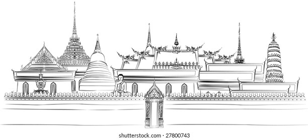 Vector illustration of  Bangkok royal palace