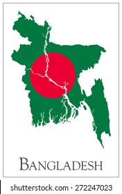 Vector illustration of Bangladesh flag map. 