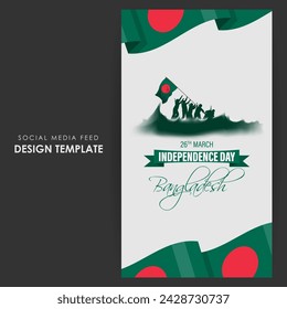 Vector illustration of Bangladesh Independence Day social media feed template
