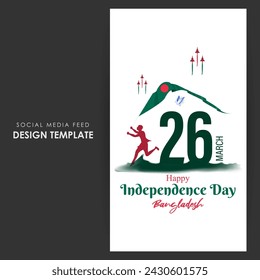 Vector illustration of Bangladesh Independence Day social media feed template