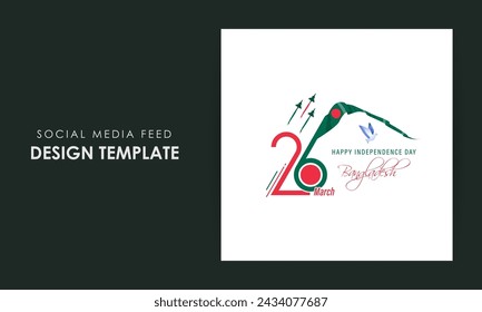 Vector illustration of Bangladesh Independence Day social media feed template