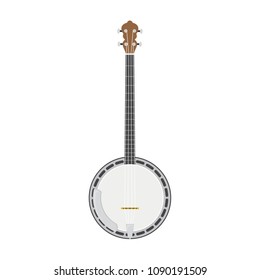 Vector illustration of a banjo in cartoon style isolated on white background