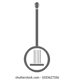 Vector illustration of banjo isolated on a white background. Black and white Banjo, musical instrument in flat style.