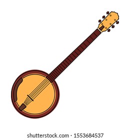 Vector illustration of banjo on white background