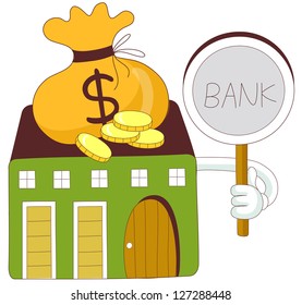 A vector illustration of a bank