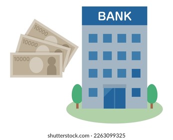 Ilustración vectorial de billetes y bancos