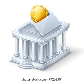 Vector illustration of bank building Ã?Â¢?? moneybox on white background.