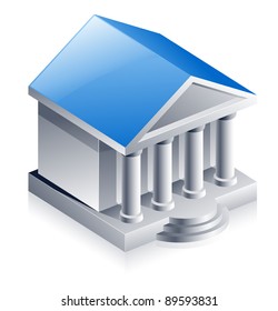 Vector Illustration Of Bank Building On White Background