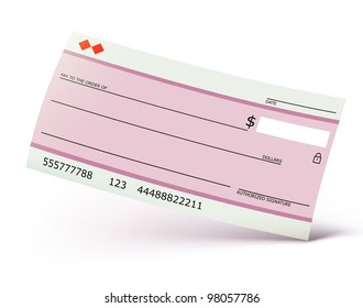 Vector Illustration Of Bank Check Isolated On The White Background