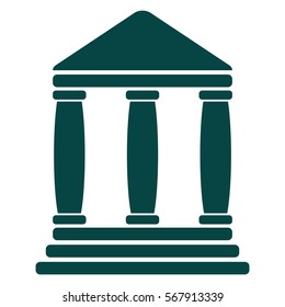 Vector Illustration of Bank Icon in Dark Green
