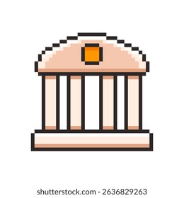 Vector Illustration of Bank Icon with Pixel Art Design, perfect for game assets themed designs