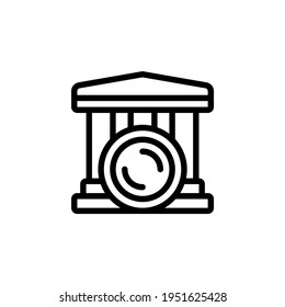 Icono del banco en la ilustración vectorial. Símbolo de banco simple con estilo de diseño de monedas y líneas