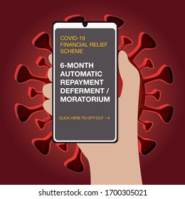 Vector Illustration of bank loan moratorium during Covid-19 pandemic outbreak. 