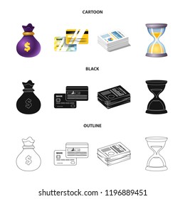 Vector illustration of bank and money logo. Collection of bank and bill stock vector illustration.