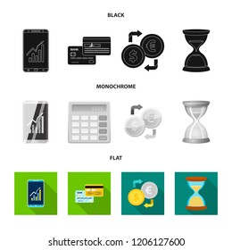 Vector illustration of bank and money logo. Set of bank and bill stock symbol for web.