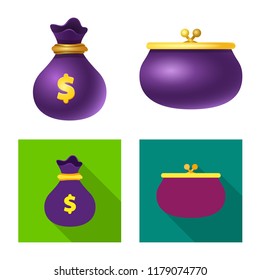 Vector illustration of bank and money symbol. Collection of bank and bill vector icon for stock.