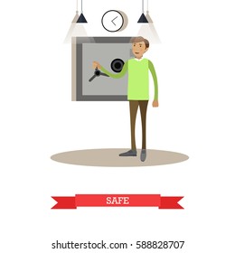 Vector illustration of bank safe. Banking concept design element in flat style