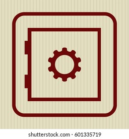 Vector illustration of Bank Safe icon vector in meroon.
