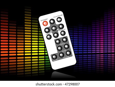Vector illustration of a bank of spectrum lights with remote control
