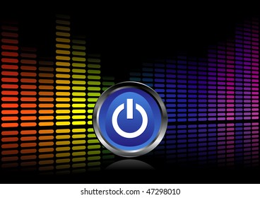 Vector illustration of a bank of spectrum lights with power button