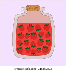 vector illustration of banks with raspberry jam