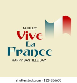 Vector illustration of a Banner for 14 th of July. Happy Bastille Day. Text Space Background.