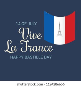 Vector illustration of a Banner for 14 th of July. Happy Bastille Day. Text Space Background.