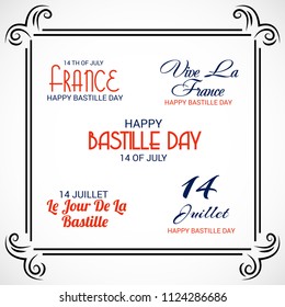 Vector illustration of a Banner for 14 th of July. Happy Bastille Day. Text Space Background.