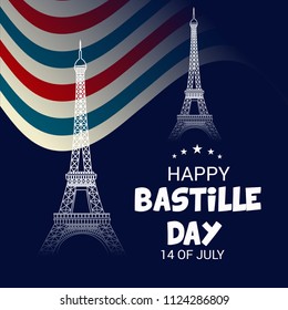 Vector illustration of a Banner for 14 th of July. Happy Bastille Day. Text Space Background.