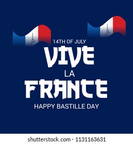 Vector illustration of a Banner for 14 th of July. Happy Bastille Day. Text Space Background.