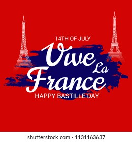 Vector illustration of a Banner for 14 th of July. Happy Bastille Day. Text Space Background.