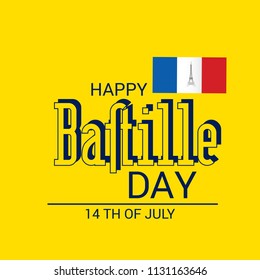 Vector illustration of a Banner for 14 th of July. Happy Bastille Day. Text Space Background.