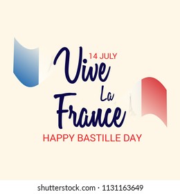 Vector illustration of a Banner for 14 th of July. Happy Bastille Day. Text Space Background.