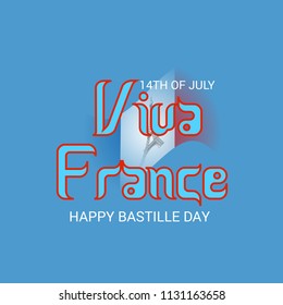 Vector illustration of a Banner for 14 th of July. Happy Bastille Day. Text Space Background.