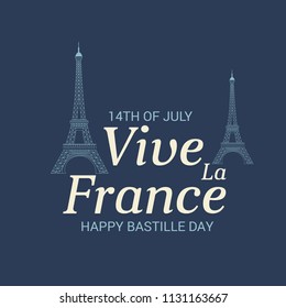 Vector illustration of a Banner for 14 th of July. Happy Bastille Day. Text Space Background.