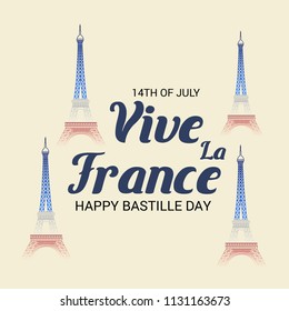 Vector illustration of a Banner for 14 th of July. Happy Bastille Day. Text Space Background.