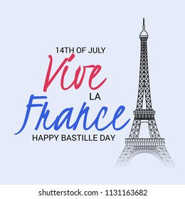 Vector illustration of a Banner for 14 th of July. Happy Bastille Day. Text Space Background.