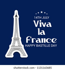 Vector illustration of a Banner for 14 th of July. Happy Bastille Day. Text Space Background.