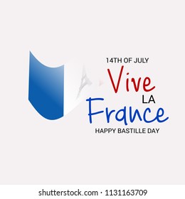 Vector illustration of a Banner for 14 th of July. Happy Bastille Day. Text Space Background.