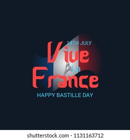 Vector illustration of a Banner for 14 th of July. Happy Bastille Day. Text Space Background.