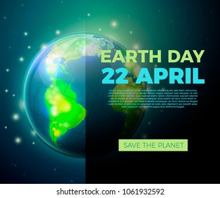 Vector illustration - banner of 22 april earth day. In space with place for your text.