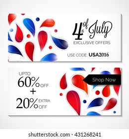 Vector illustration of a banner for 4th July USA Independence Day.