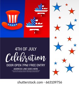 Vector illustration of a Banner for 4th of July independence day.