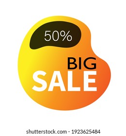 vector illustration banner 50% off orange gradient on white background